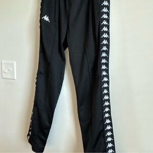 Kappa Kids Black Joggers with White Logo Stripes